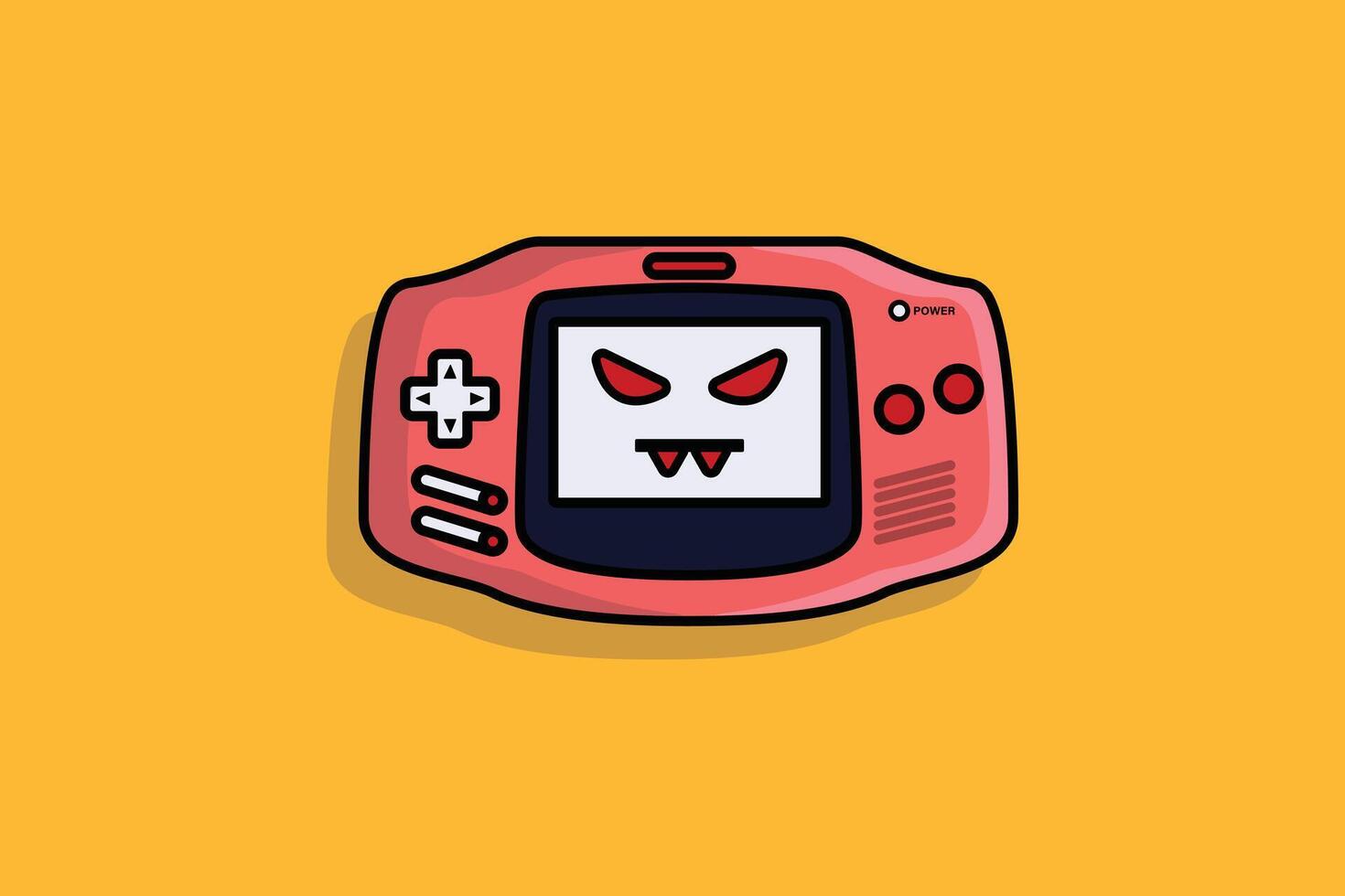 enojado dibujos animados juego consola dispositivo vector ilustración. juego de azar mascota y tecnología juego de azar objetos icono concepto. juego controlador o juego consola vector diseño. juego de azar mascota logo.