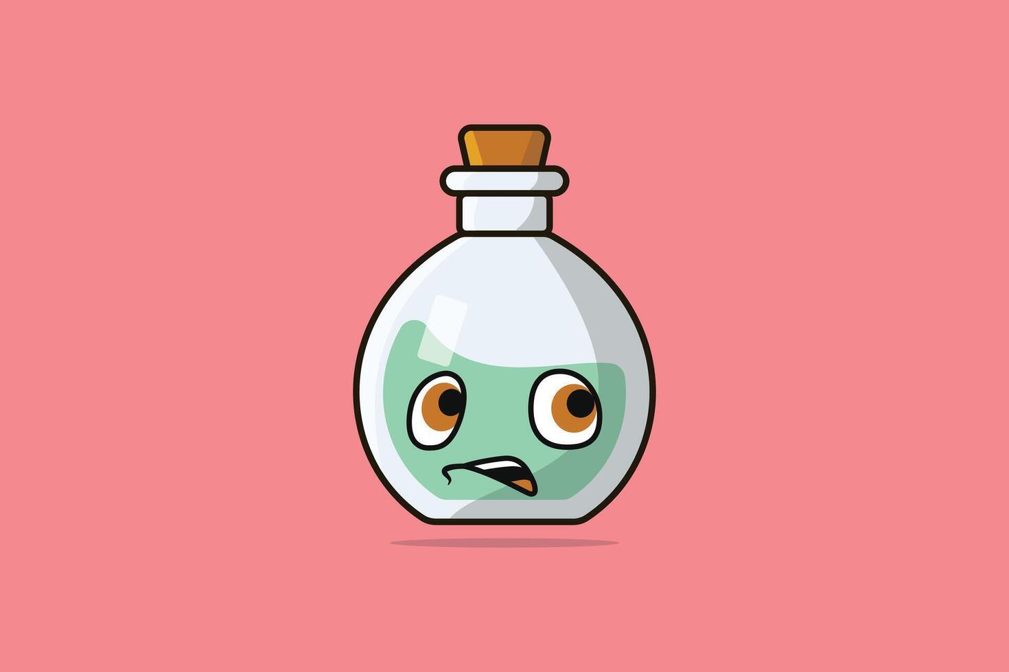 Potion Bottle with Cartoon Face vector illustration. Science object icon concept. Cartoon face with Potion vector design. Cartoon character drink design.