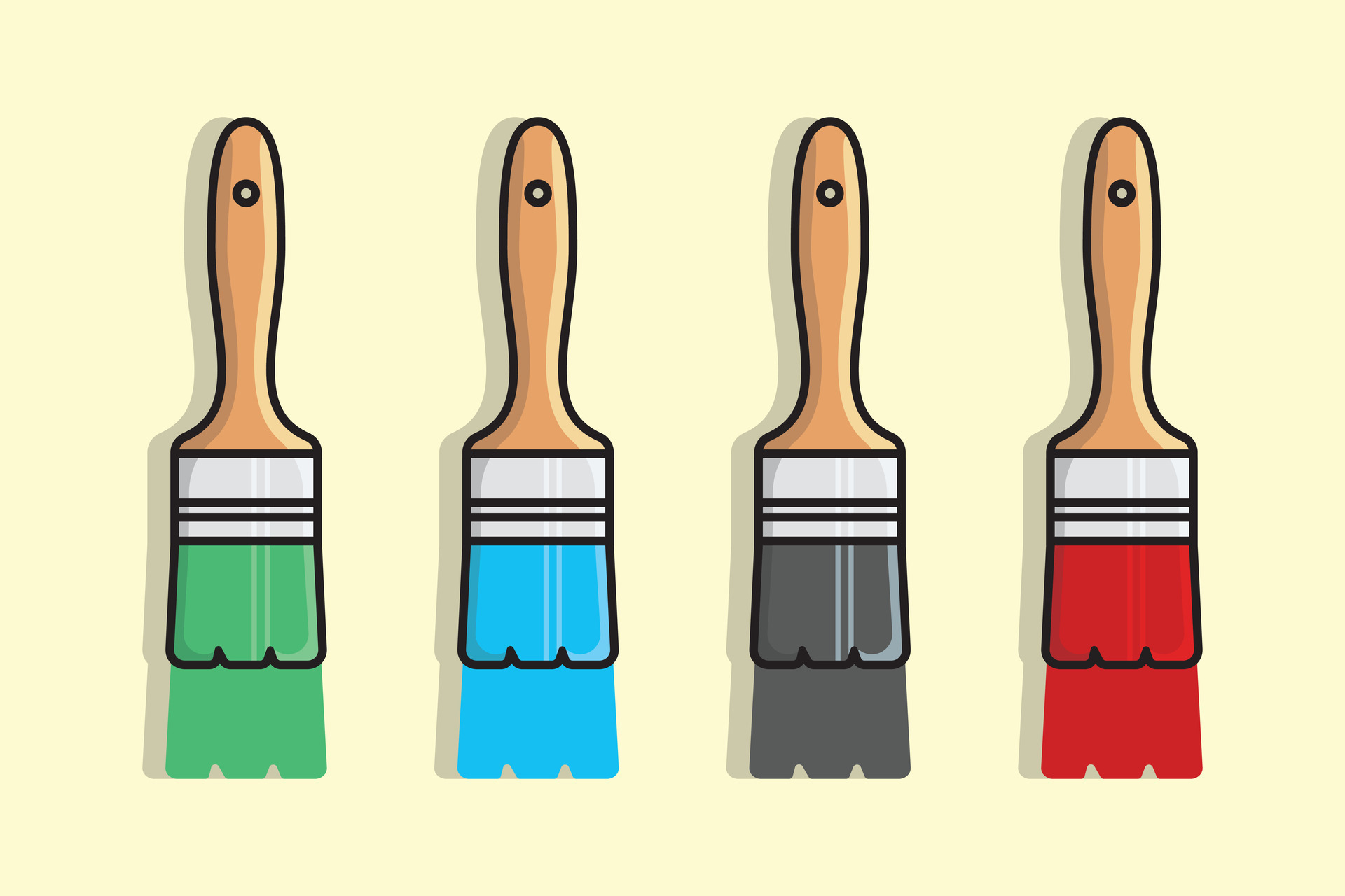 Colorful Paint Brush Collection vector illustration. Painting working