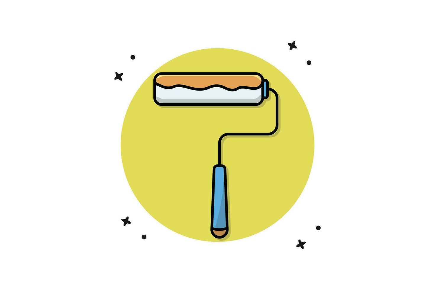 Roller Paint Brush vector illustration. Painting working tool equipment icon concept. Paint Roller vector design with shadow.