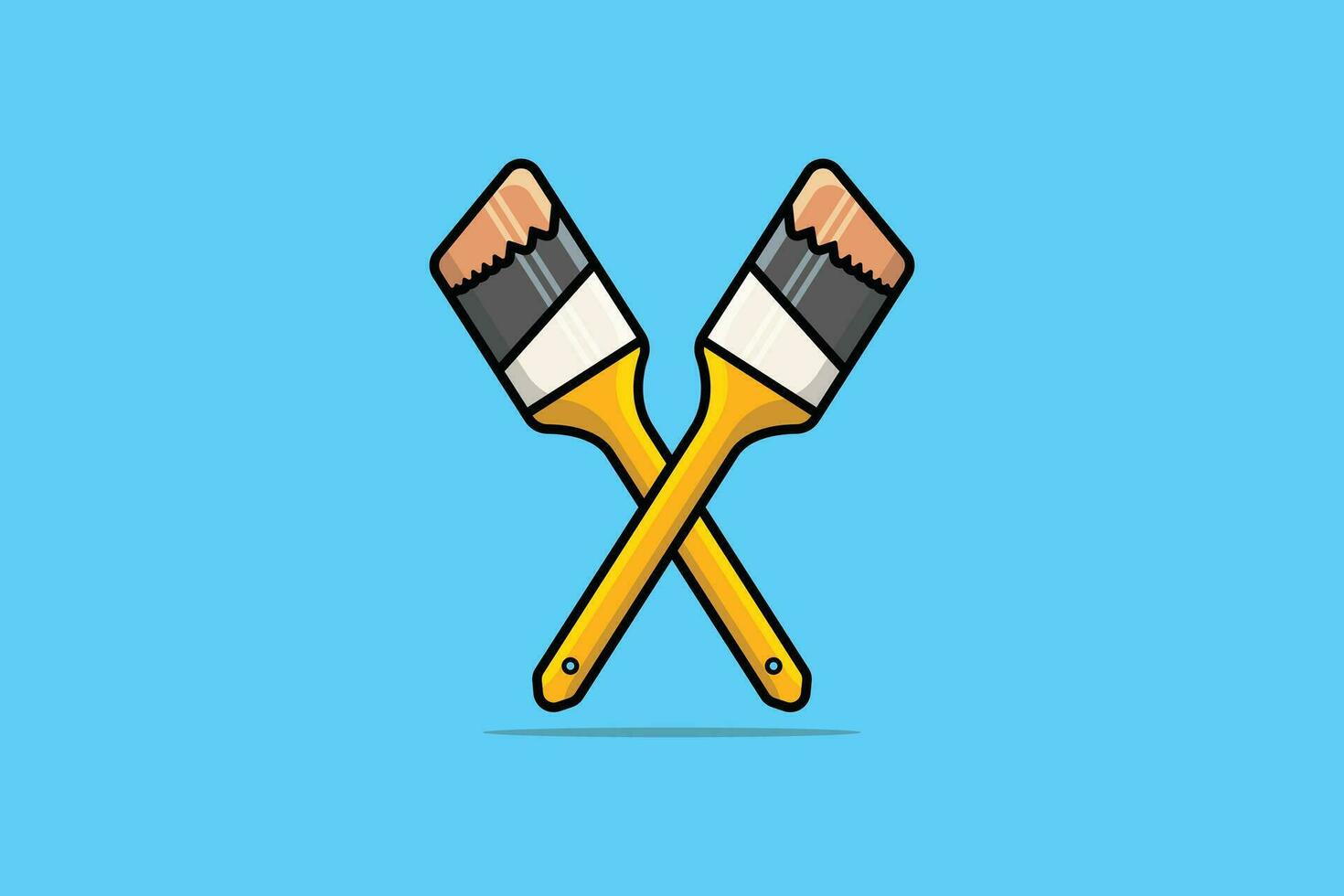 Paint Color Floating on Paint Brush vector illustration. Painting tool element icon concept. Art and paint brush icon design on blue background.