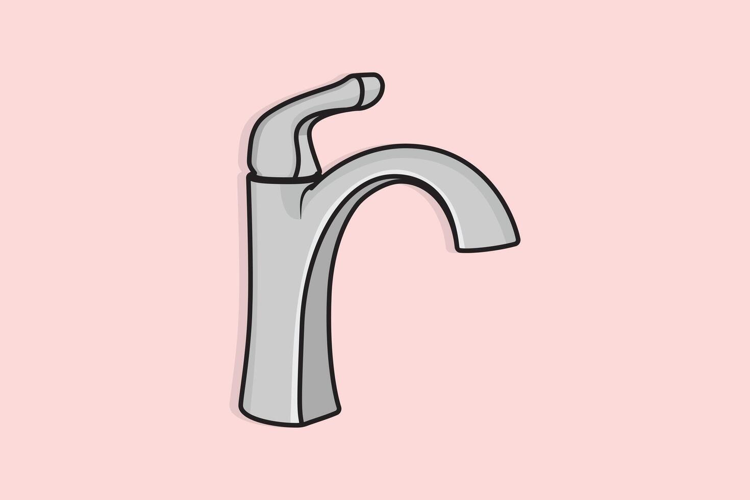 Steel Water Supply Faucets For Bathroom And Kitchen Sink vector illustration. Home interior objects icon concept. Kitchen faucet icon , bathroom icon logo design.