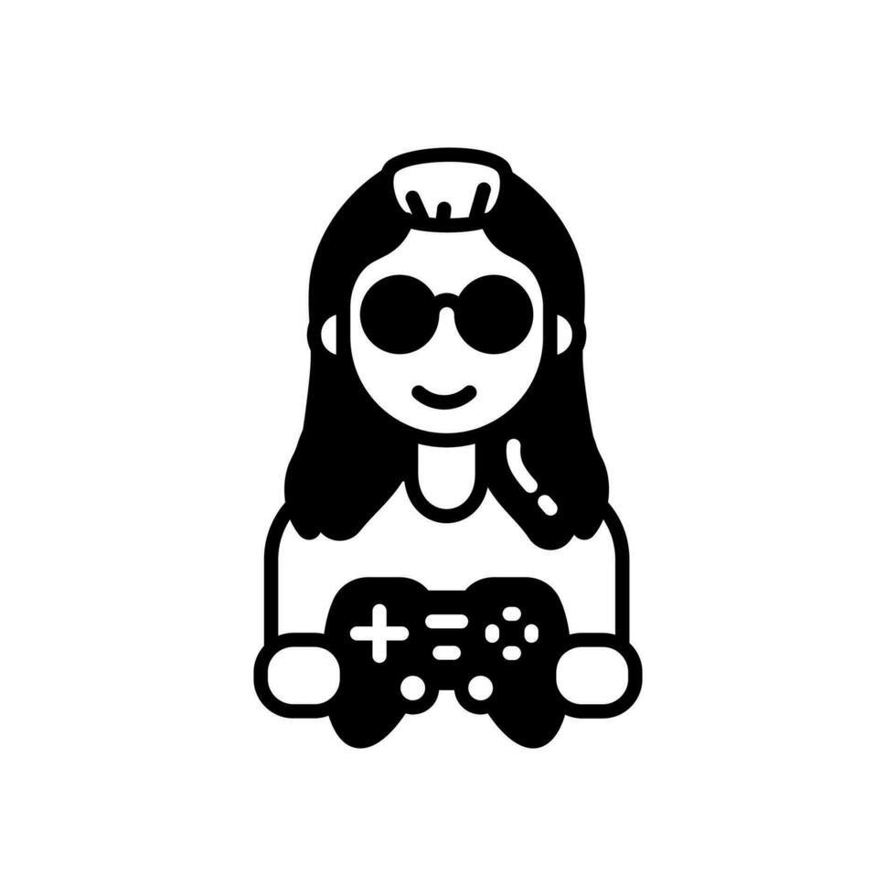 niña jugador icono en vector. ilustración vector