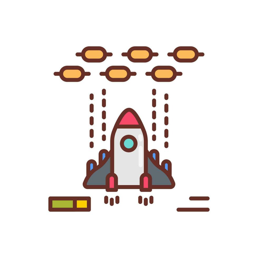 aeronave disparo juego icono en vector. ilustración vector