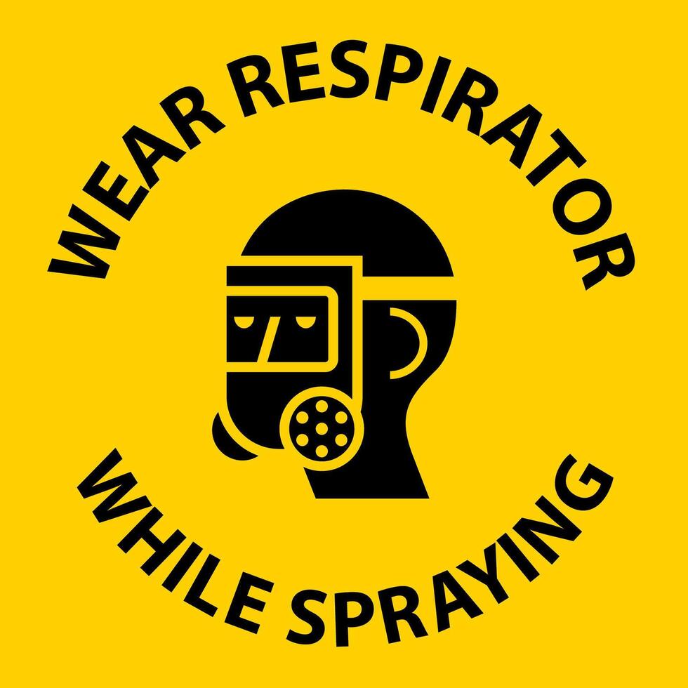 Caution Wear Respirator While Spraying Sign With Symbol vector