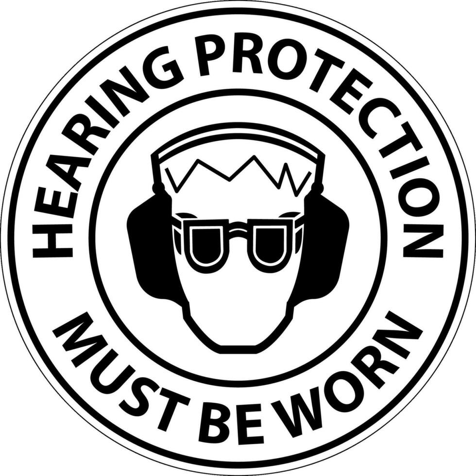 se debe usar protección auditiva con un signo de fondo blanco vector