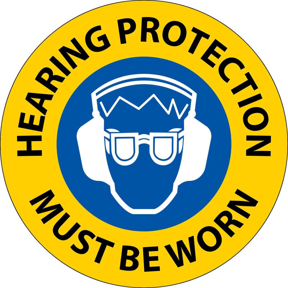 Hearing Protection Must Be Worn Sign On White Background vector