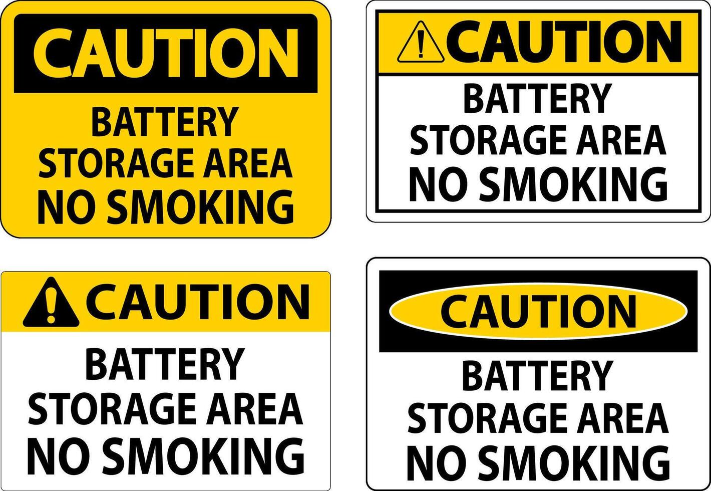 Caution Sign Battery Storage Area No Smoking vector