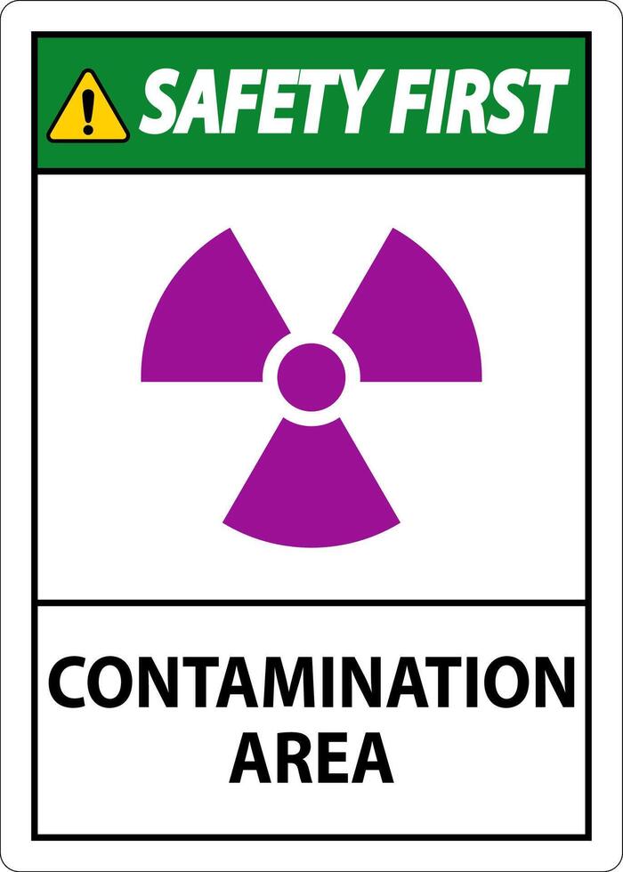 Safety First Radioactive Materials Sign Caution Contamination Area vector