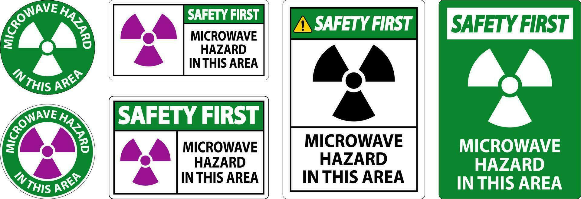 Safety First Sign Microwave Hazard Area vector