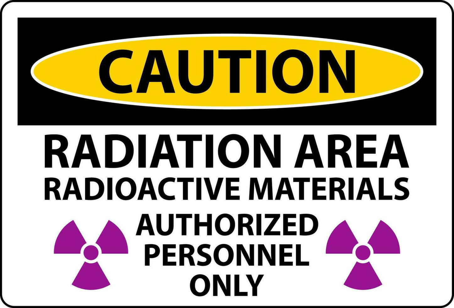 Radiation Caution Sign Caution Radiation Area, Radioactive Materials, Authorized Personnel Only vector