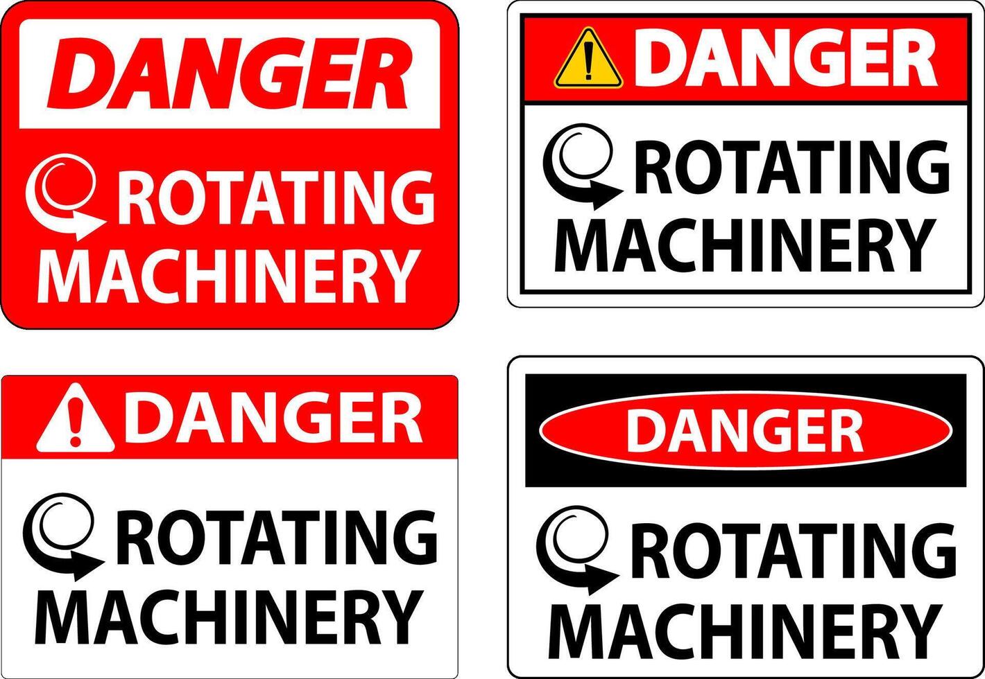 Danger Sign Rotating Machinery On White Background vector