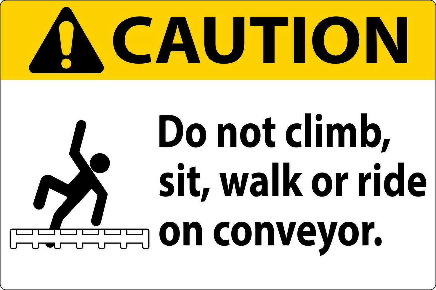 precaución etiqueta hacer no trepar, sentarse, caminar o paseo en transportador vector