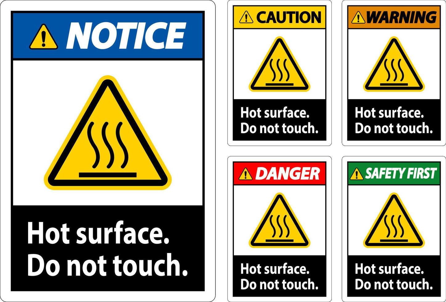 Caution Safety Label Hot Surface, Do Not Touch vector