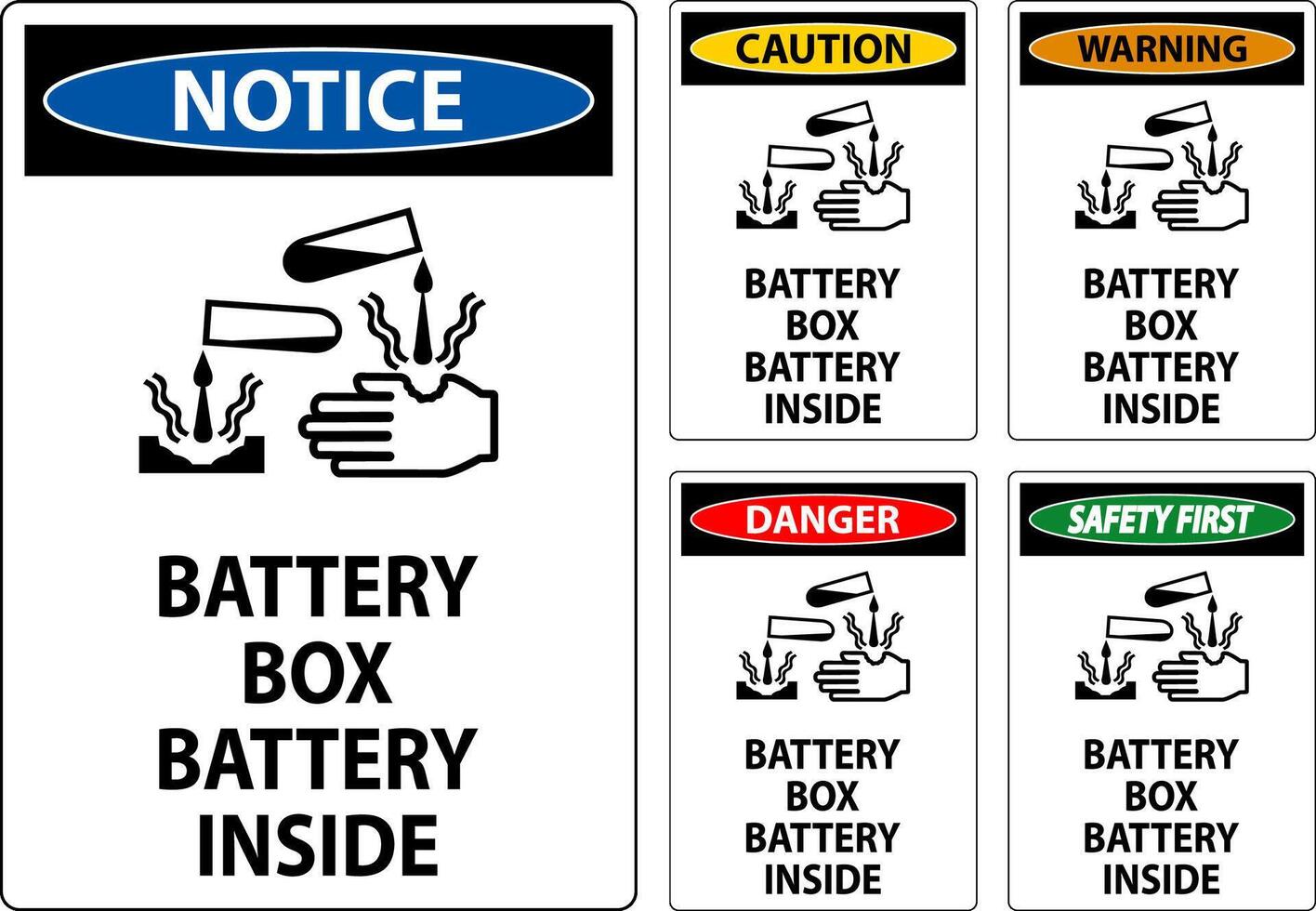 Notice Battery Box Battery Inside Sign With Symbol vector