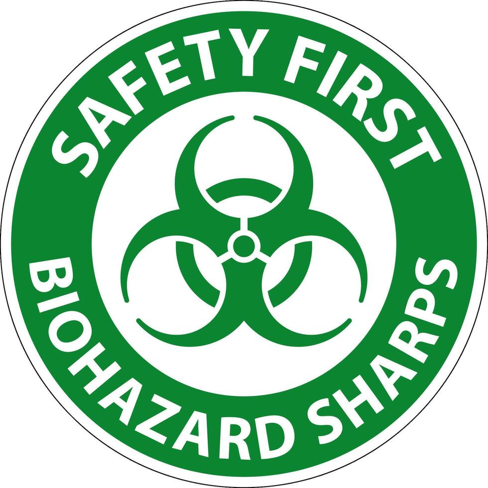 Safety First Biohazard Label, Biohazard Sharps vector