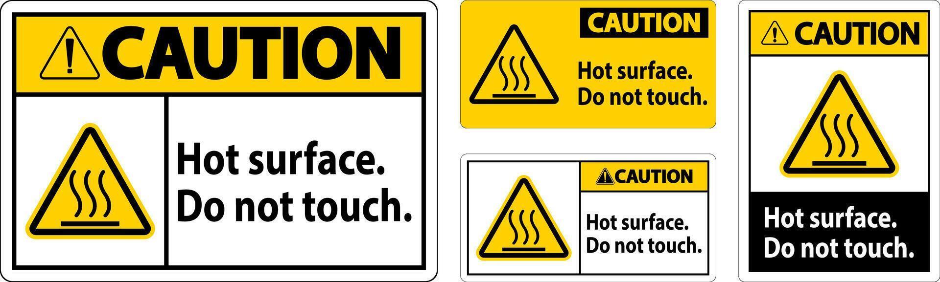 Caution Safety Label Hot Surface, Do Not Touch vector