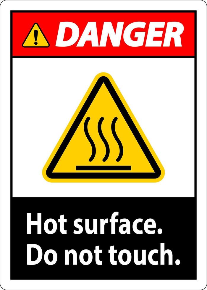 Danger Safety Label Hot Surface, Do Not Touch vector