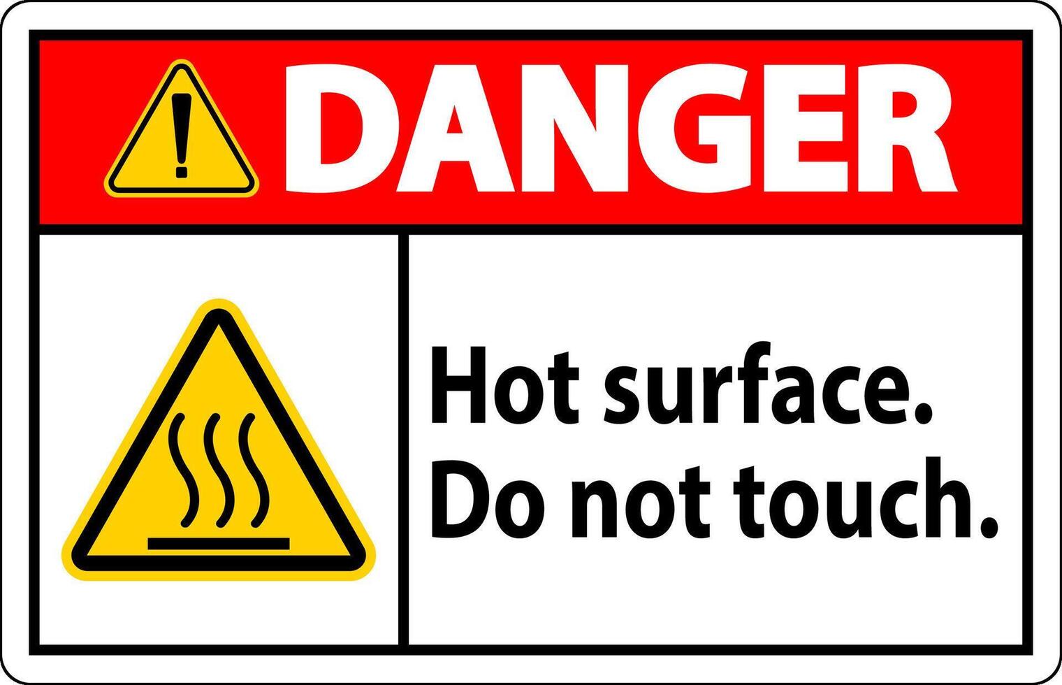Danger Safety Label Hot Surface, Do Not Touch vector