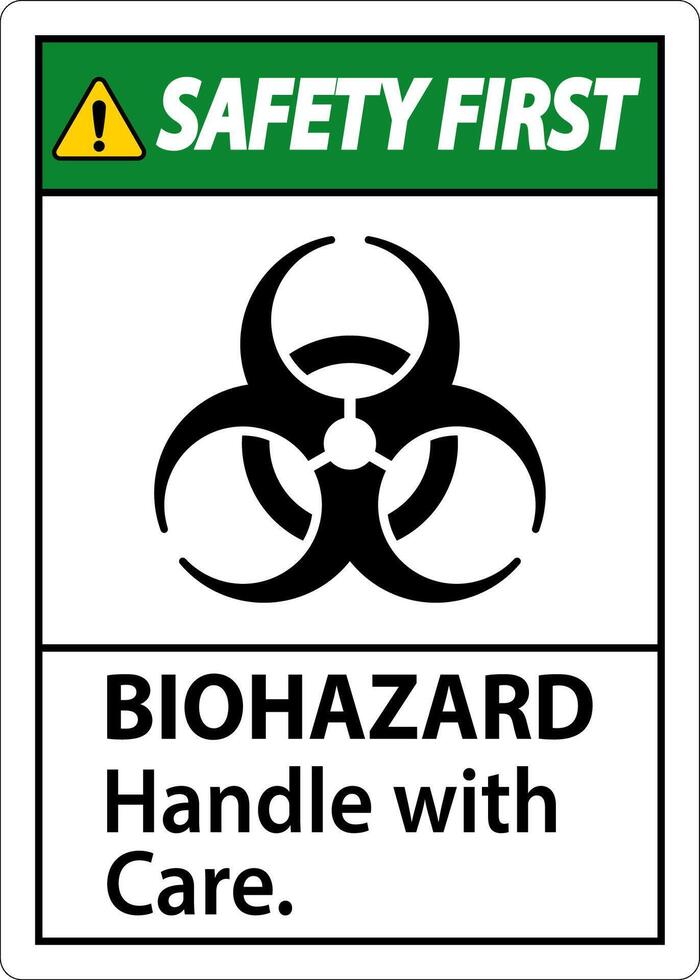 Biohazard Safety First Label Biohazard, Handle With Care vector