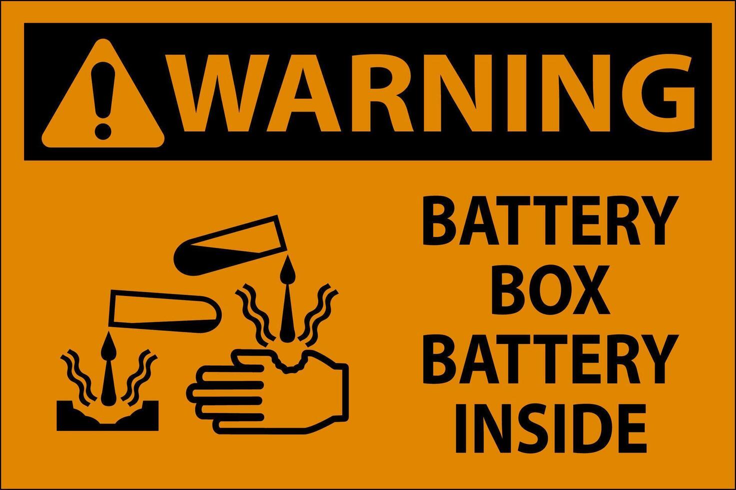 Warning Battery Box Battery Inside Sign With Symbol vector