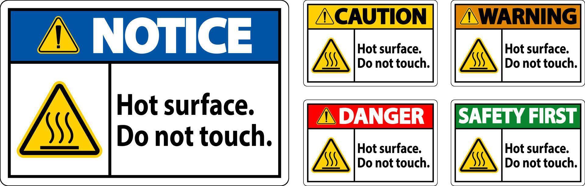 Caution Safety Label Hot Surface, Do Not Touch vector