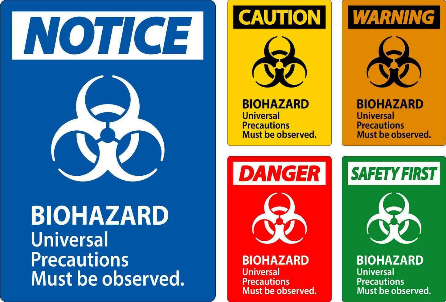 Biohazard Warning Label Biohazard Universal Precautions Must Be Observed vector