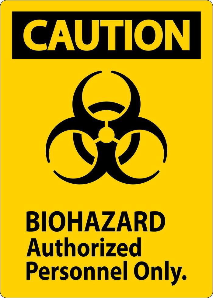 Caution Label Biohazard Authorized Personnel Only vector