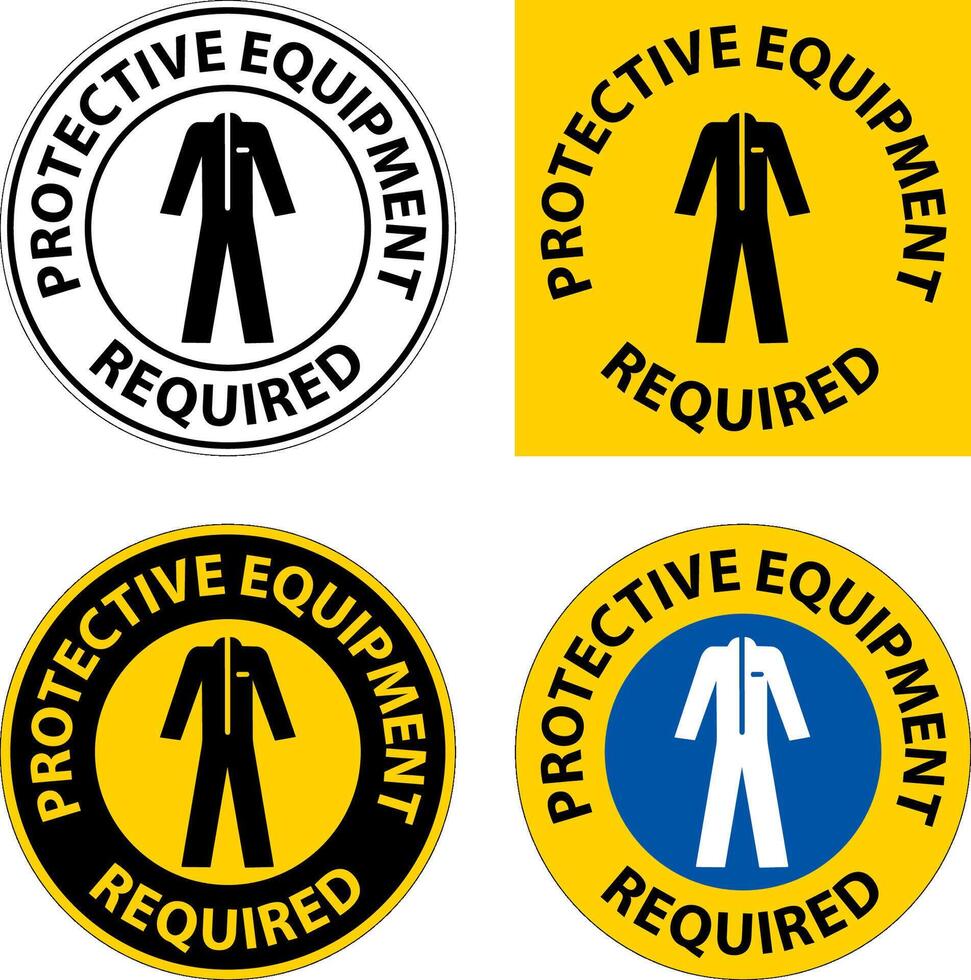 Floor Sign, Protective Equipment Required vector