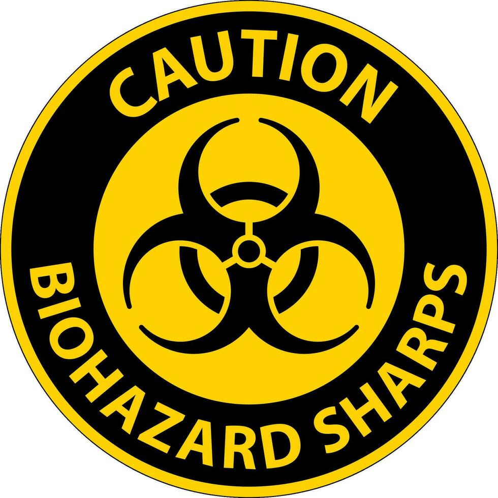 Caution Biohazard Label, Biohazard Sharps vector