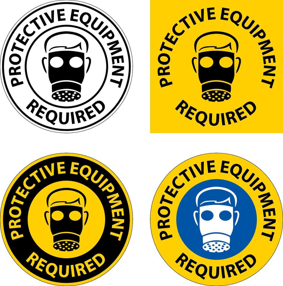 Floor Sign, Protective Equipment Required vector