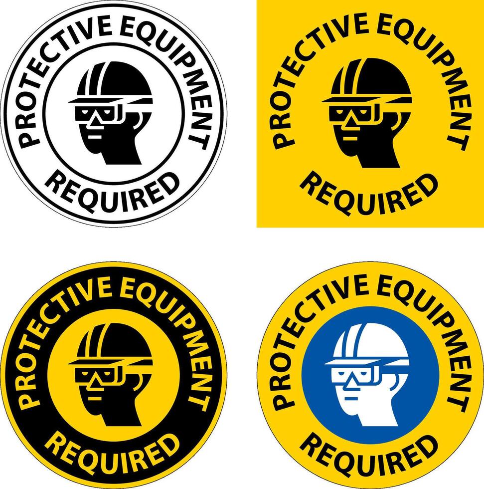 Floor Sign, Protective Equipment Required vector