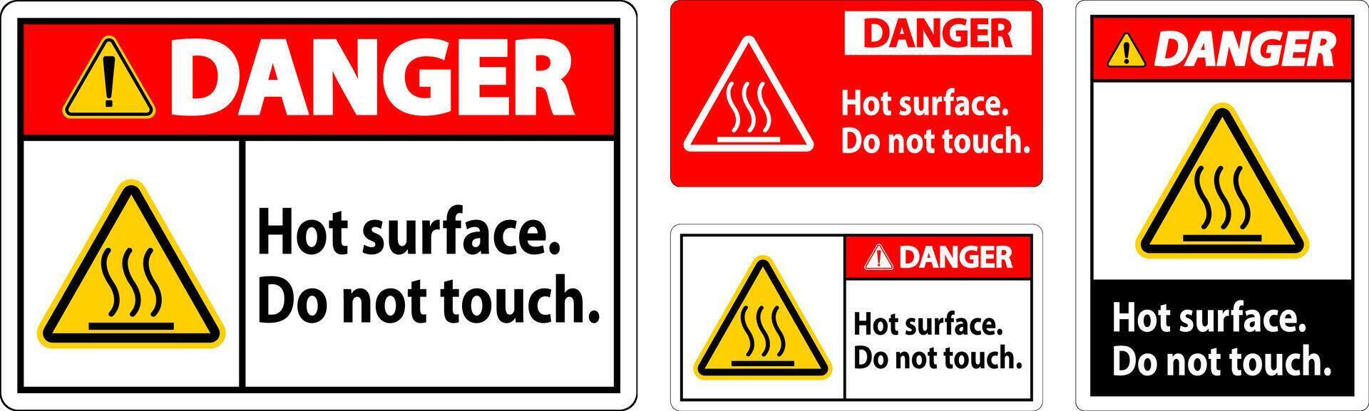 Danger Safety Label Hot Surface, Do Not Touch vector