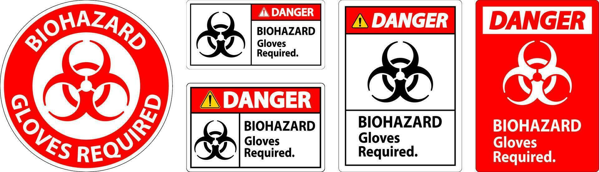 Biohazard Danger Label Biohazard Gloves Required vector