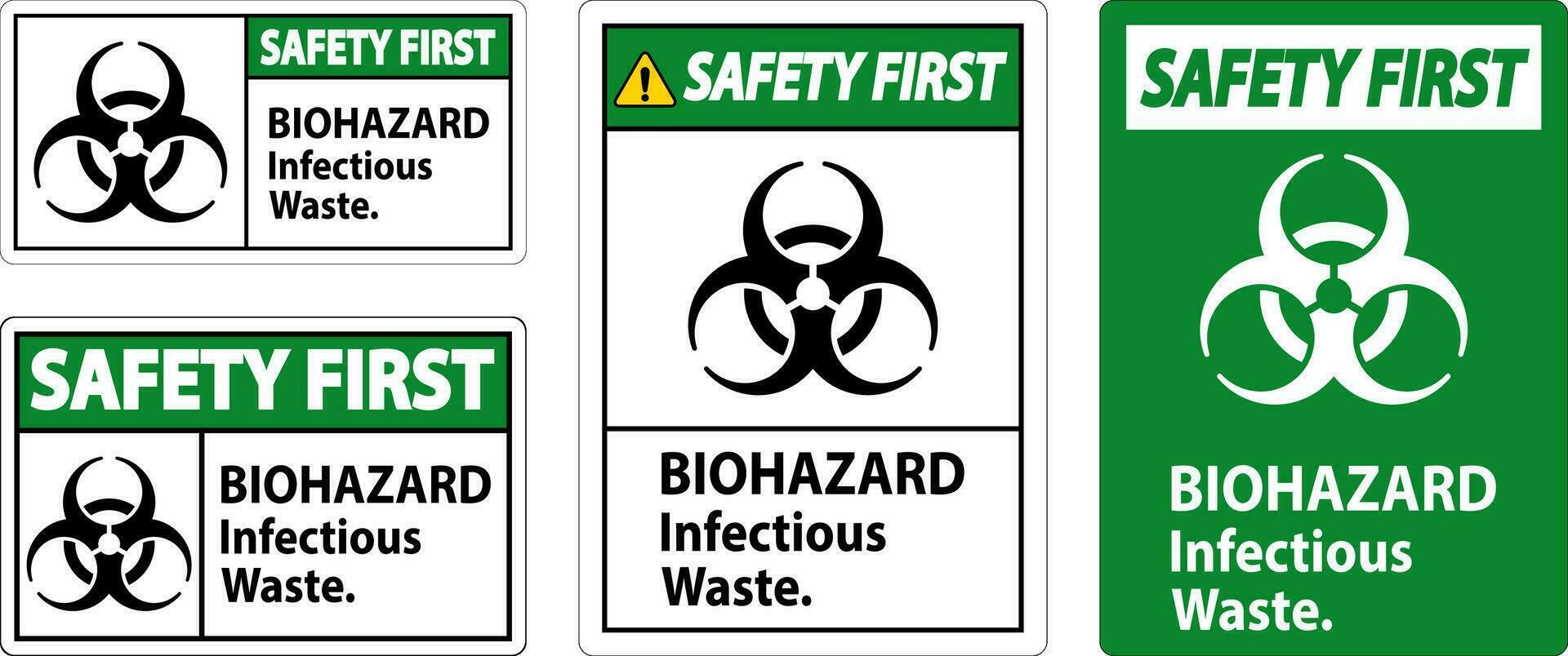 Biohazard Safety First Label Biohazard Infectious Waste vector