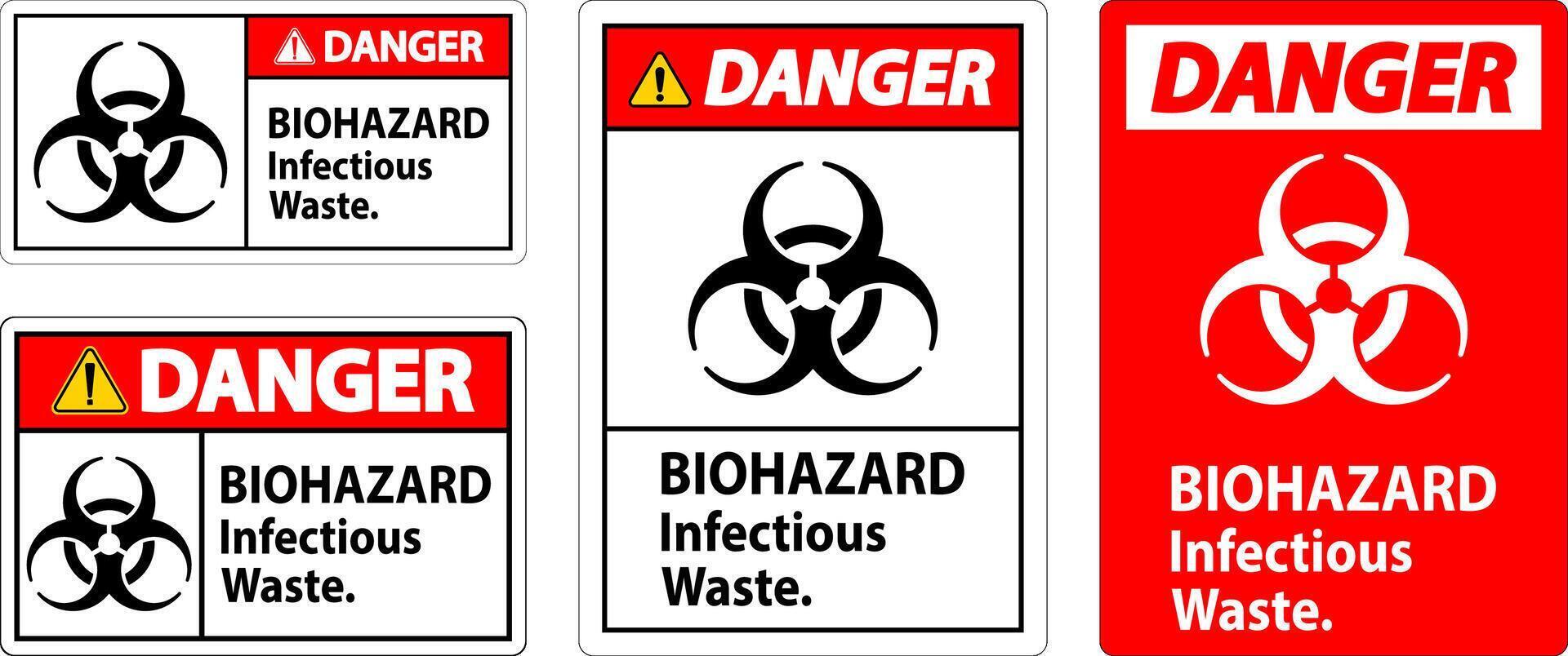 Biohazard Danger Label Biohazard Infectious Waste vector