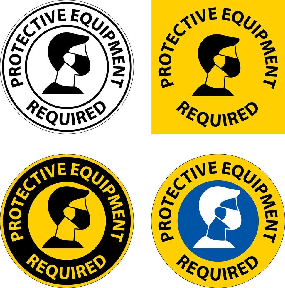 Floor Sign, Protective Equipment Required vector