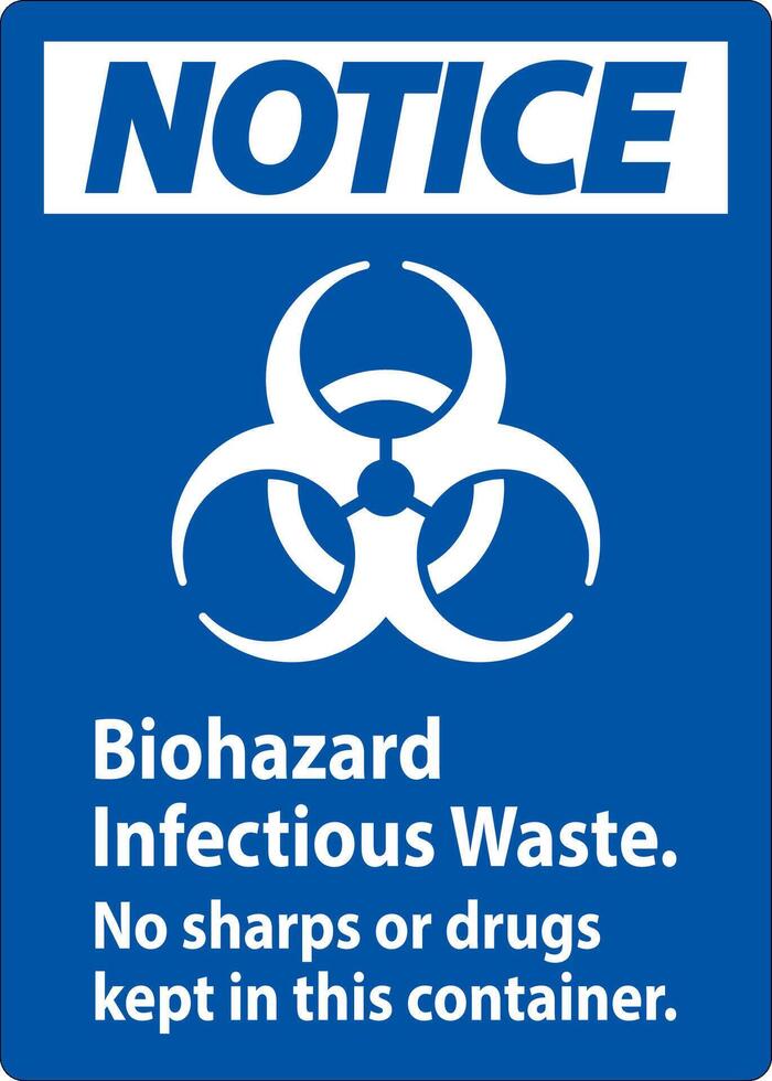 Notice Label Biohazard Infectious Waste, No Sharps Or Drugs Kept In This Container vector