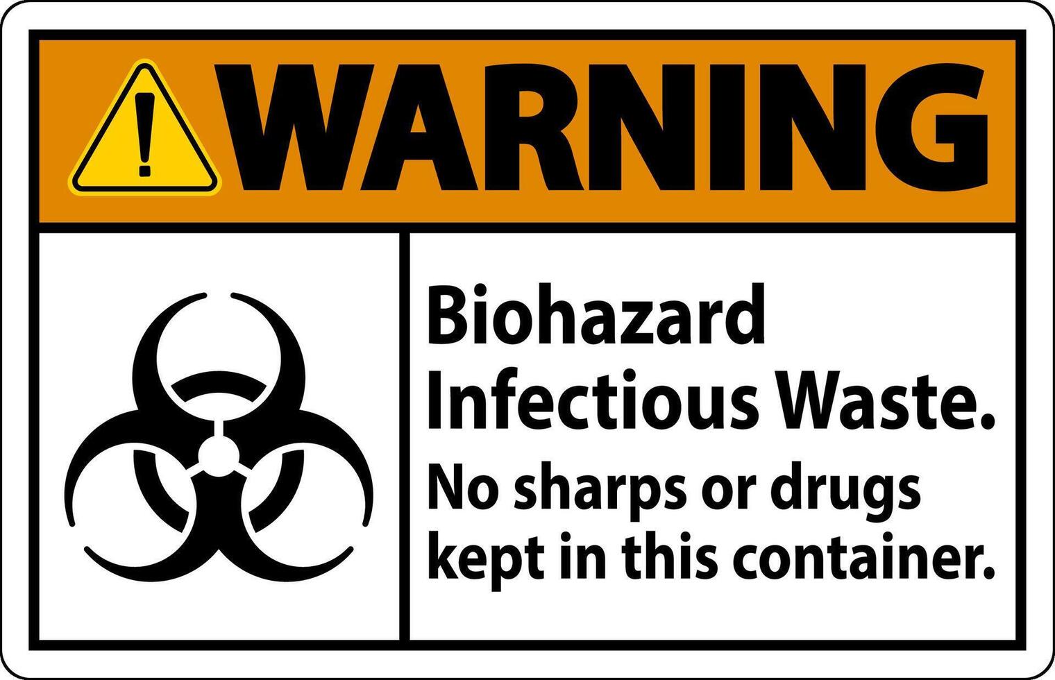 advertencia etiqueta peligro biológico infeccioso desperdiciar, No objetos punzantes o drogas mantenido en esta envase vector