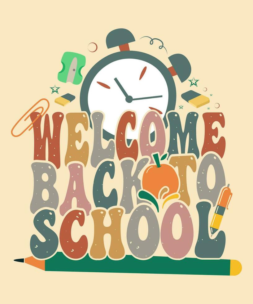 Welcome back to school, back to school typography t-shirt design vector