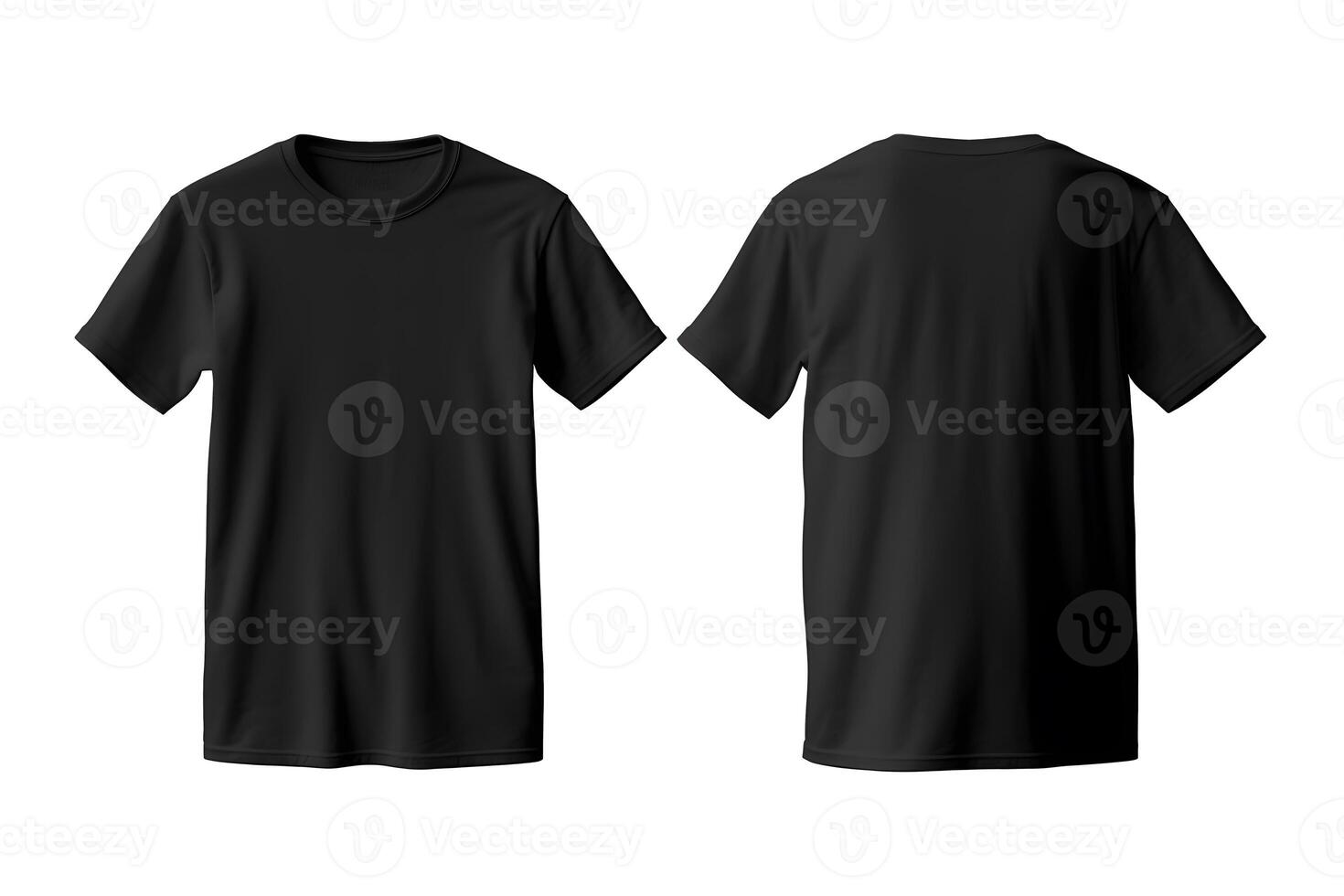 Plain black t-shirt front and back for mockup photo