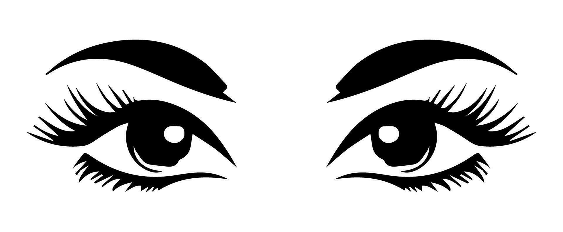pair of eyes with eyebrows eyelashes vector graphic resources