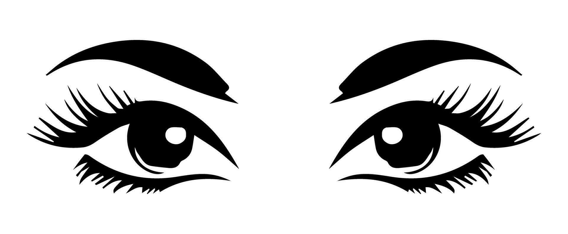 pair of eyes with eyebrows eyelashes vector graphic resources