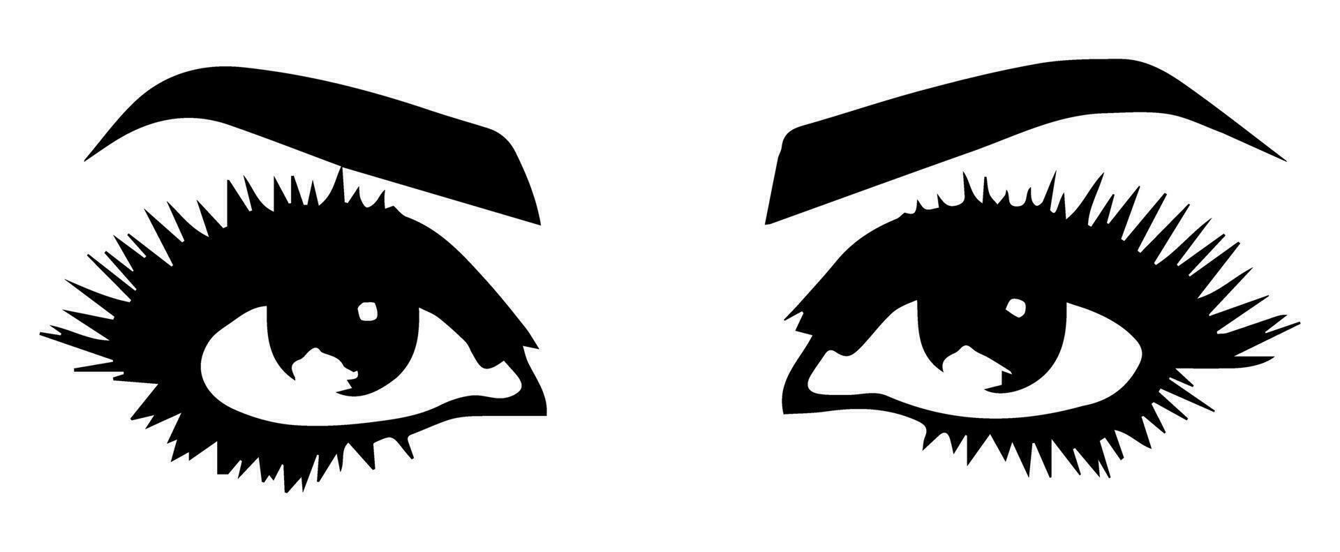 pair of eyes with eyebrows eyelashes vector graphic resources