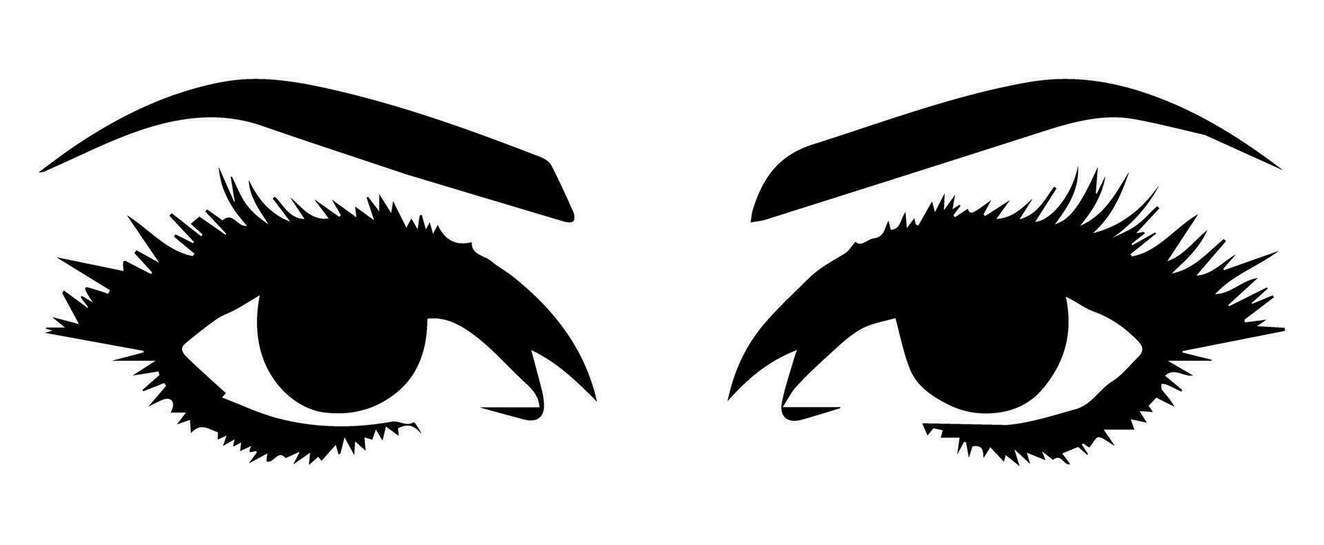 pair of eyes with eyebrows eyelashes vector graphic resources