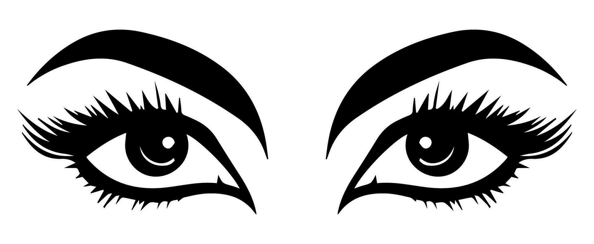 pair of eyes with eyebrows eyelashes vector graphic resources