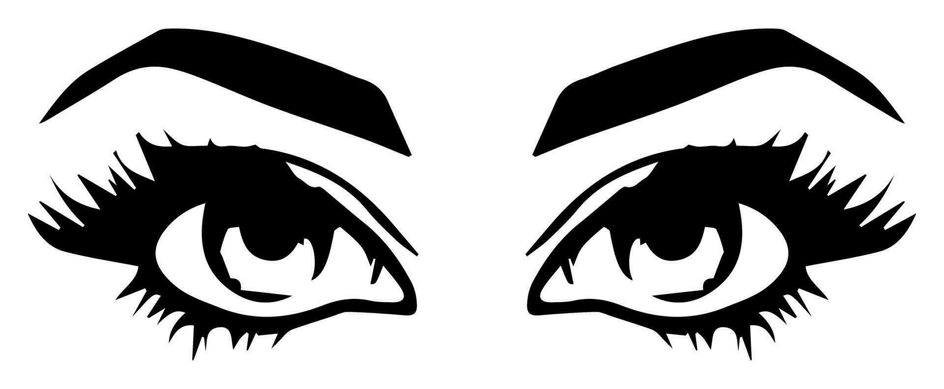 pair of eyes with eyebrows eyelashes vector graphic resources