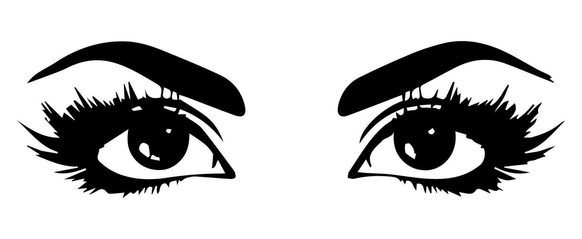 pair of eyes with eyebrows eyelashes vector graphic resources