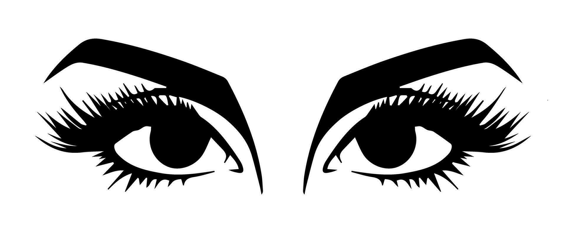 pair of eyes with eyebrows eyelashes vector graphic resources