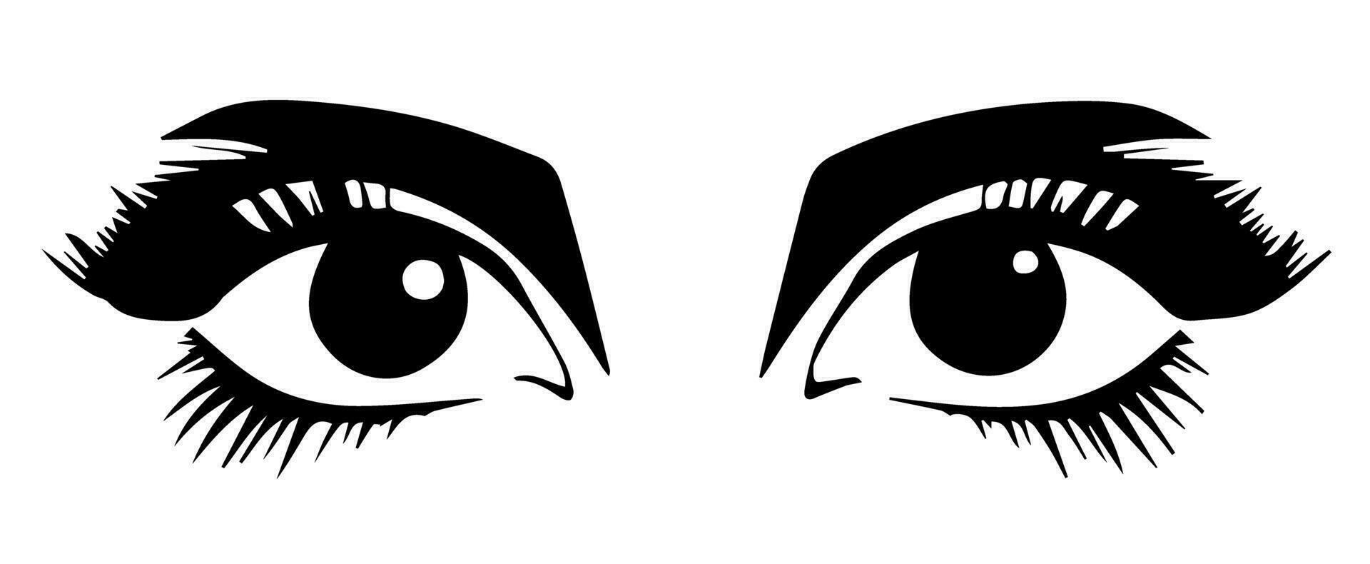 pair of eyes with eyebrows eyelashes vector graphic resources